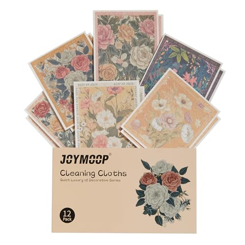 Image of JOYMOOP 12 Pack Decorate Cleaning Cloth (Quiet Luxury of Decorative Series), Reusable Absorbent Dish Towels, Non-Scratch Washable Rags for Cookware, Kitchen and Household Cleaning - 6.7x7.9 inch