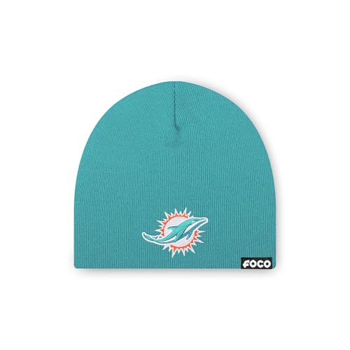 FOCO Men's Miami Dolphins NFL Logo Basic Skull Beanie Hat, Team Color