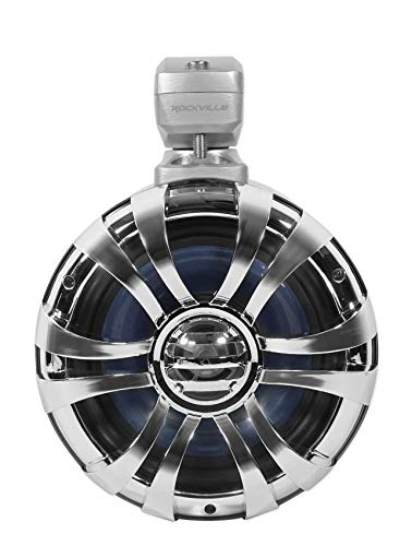 Image of Rockville WB65 600W Peak /300W RMS 6.5 in Marine Wakeboard Tower Speakers 4 Ohm, Stainless Steel Enclosure, 360 Swivel Brackets, Waterproof, UV Resistant, for Boats and Powersports, 4-Piece