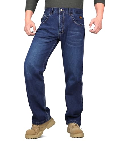 KONRECO FR Pants for Men Flame Resistant 14oz Heavy Duty Denim Pre-Washed Relaxed FR Jeans