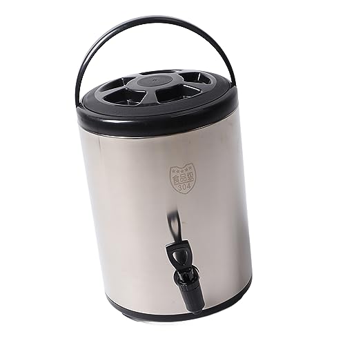 304 Dispensador de Bebidas Aisladas de Acero Inoxidable Negro 8 Litros | Dispensador Bebidas Frías y Calientes Térmicas | Cubo Comercial Doble Capa para té con Leche, café y Más