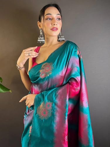 Image of SGF11 Women's Kanjivaram Pure Soft Silk Saree With Unstitched Blouse Piece