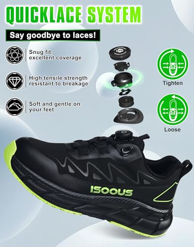 Image of ISOOUS Steel Toe Shoes for Men Women Non Slip Composite Work Sneakers Waterproof Anti-Static Anti-Impact Indestructible Comfortable Safety Construction Shoes Steel Toe Shoes Esd Puncture Proof Ergonomic Design