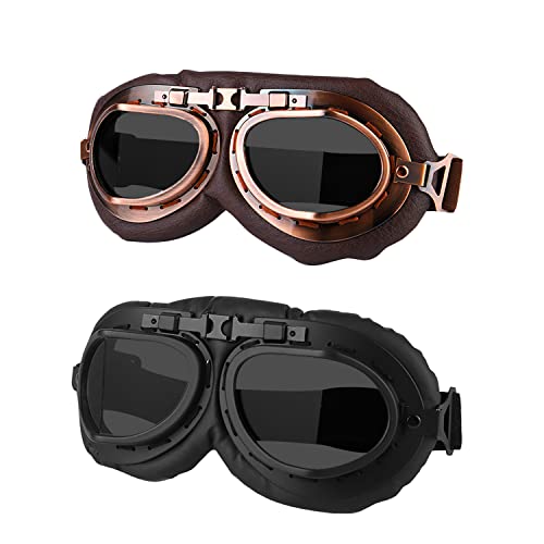 Ljdj Motorcycle Goggles - Vintage Pilot Style Goggles Dirt Bike Atv Motocross Riding Offroad Eyewear Scooter Outdoor Sports Glasses Combat Tactical Goggles For Men Women Youth Adult #TOP10