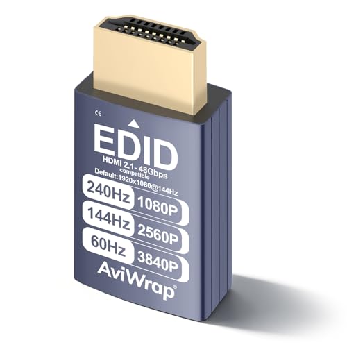 AviWrap HDMI 2.1 Dummy Plug,240Hz EDID Emulator,Headless HDMI Adapter,Virtual Display for VR, Remote Desktop & GPU Acceleration,Supports 4K@60Hz,1440p@144Hz,1080p@240Hz Multi-Resolution
