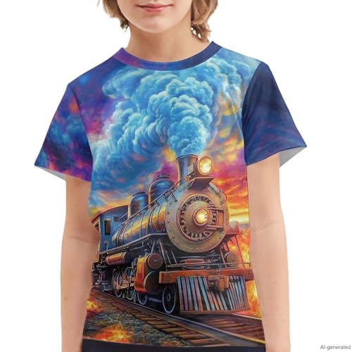 Image of WELLFLYHOM Kids Tshirts Girls Boys Short Sleeve Crewneck Tees Shirts Casual Sport Pullover Tops Size 3-16 Years