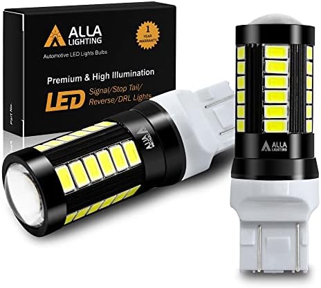 Alla Lighting LED 7440 7443 Strobe Brake Lights Bulbs, 6000K Xenon White Extremely Super Bright 2800lm 12V 5730 SMD T20 7441 7443LL LED Flashing Stop Lights Taillights