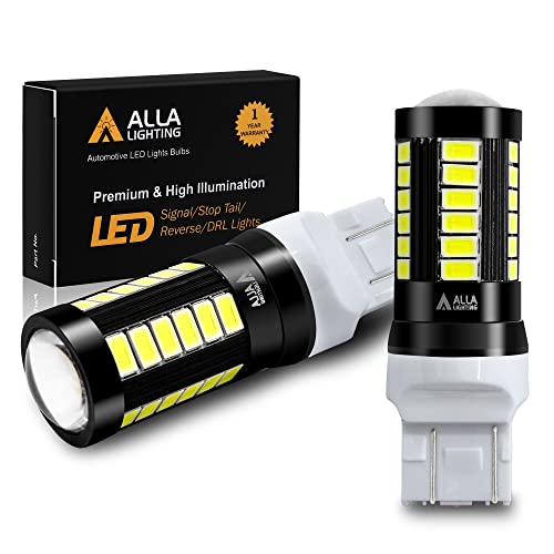 Alla Lighting 2800lm T20 7440 7443 LED Bulbs, White Reverse/Signal/Brake Tail/DRL Lights 7444 7443LL 7441 W21W 6000K Xenon Xtreme Super Bright 12V 5730 33-SMD Upgrade