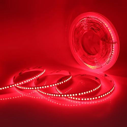 HEGEHE 24V Striscia LED [10m, rosso], 180 LED/m SMD2835 Striscia LED flessibile ad alta luminosità CRI85+, decorazione interna per feste, compleanni e Natale (adattatore non incluso)
