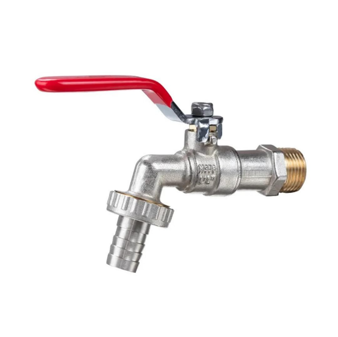 COSSIMO Brass Garden Faucet Bib Tap | Forged Construction | 15mm (1/2") Outer Thread Size | 1/2" Slim Hose Nozzle | Shot Blasted Nickel Finish | Durable & Easy to Use