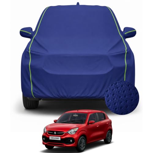 Image of Pivalo Premium Car Cover for Maruti Celerio 100% Waterproof All Weather Protection Dustproof 3 Layer PP & Soft Cotton Inner Lining Fabric Tripple Stitched Secure Fit Full Body Cover (Tiebond Blue)