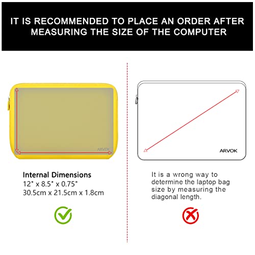 Image of Arvok 11 11.6 12 Inch Laptop Sleeve Case for MacBook Air 12, Water-Resistant Neoprene Notebook Computer Tablet Sleeve, Carrying Bag Cover for Chromebook /HP /Dell /Lenovo /Asus /Acer, Yellow