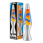 Lava Lamp 2117, Orange Wax, Blue Liquid, Silver Base and Cap, Original 14.5 inch Lava® Motion Lamp to Illuminate Your Mood