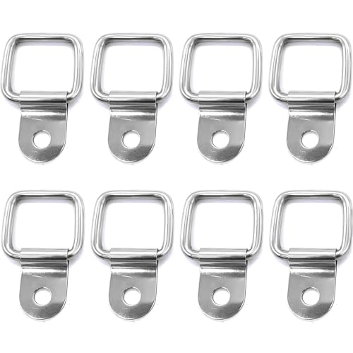 Kdtoll Lot de 8 Anneau Arrimage, Crochet D Remorque en Acier Inoxydable - Portant 200 Kg - Anneau de Fixation Anneaux d'arrimage en D pour Remorques, Voitures, Camions