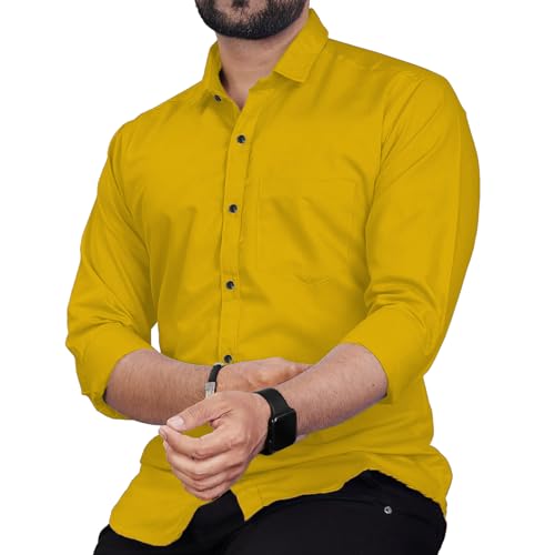 Image of Univibe Men's Slim Fit Full Sleeve Spread Collar Cotton Blend Shirt for Men and Boys