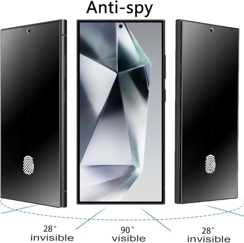 Image of QsmQam Anti-Spy(Privacy),UltraSonic Fingerprint Unlock, 9H Hardness Edge-to-Edge Tempered Glass Screen Guard Compatible With Samsung Galaxy S24 Ultra(Pack of 2)