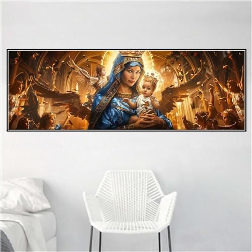 Point de croix diamant bleu 70x210 cm a offrir en cadeau creatif geant