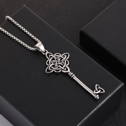 NIGHTCRUZ Witches Knot Key Necklace, Witchy Magic Knot Pendant, Celtic Jewelry for Women3