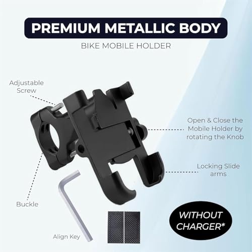 Image of PerfX 360 Rotatable Bike Phone Holder with Quick Lock System, Heavy Duty Anti-Slip Handlebar Mobile Mount, Shockproof Secure Cradle for Bicycle, Motorcycle, Scooter, All Smartphones (an-C1)