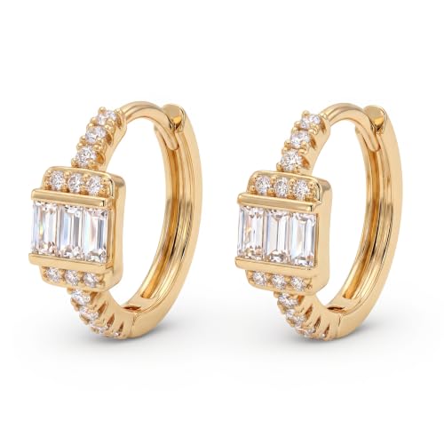 VACRONA Cubic Zirconia Huggie Earrings 14k Gold Plated Tiny Earrings Small Huggie Hoop Earrings Simple Lightweight Hoops Gift for Women