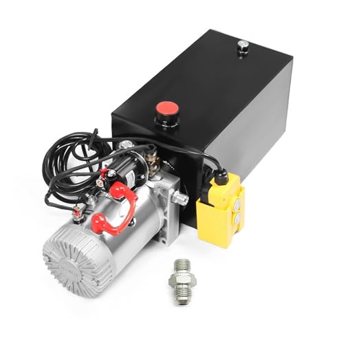 Nakkaa 12V DC Hydraulic Power Device 10 Quart Single Acting Hydraulic Dump Trailer Pump for Lifting and Lowering Dump Trailer Trucks