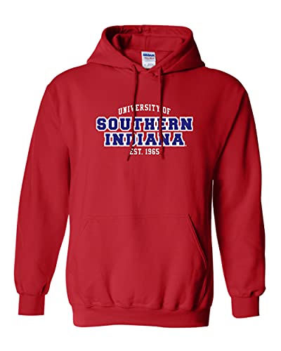 CreateMyTee | University of Southern Indiana EST Two Color Hooded Sweatshirt