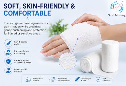 Image of Non-Sterile Gamjee Roll for Dressing & Wound Care, 10cm x 3mtr (Pack of 5) - Absorbent Surgical Cotton Pad, Medical Grade Material for First Aid, Hospital & Clinical Use