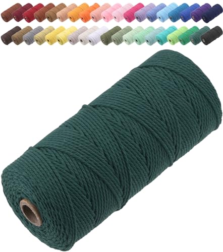 GOHOF Macrame Cord 2mm x 205m Premium Cotton Macrame Rope, 3 Strand Twisted Soft Cotton Cord