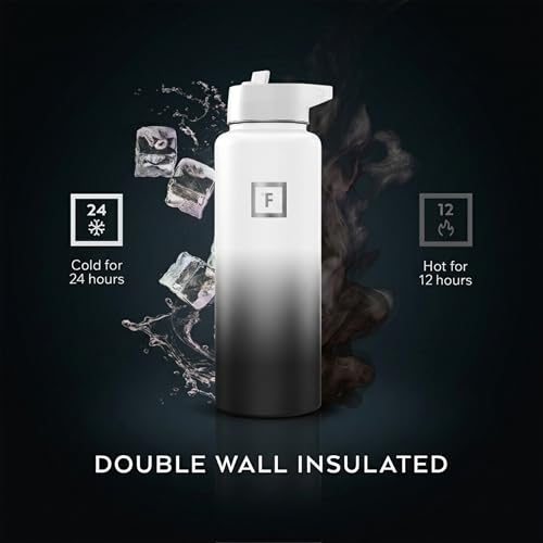 Image of IRON FLASK 40 oz Wide Mouth Water Bottle with Straw | Insulated Stainless Steel Sports Water Bottle with Leakproof Straw Lid - BPA Free, Cold 24 Hrs, Sweat Free (Day & Night)