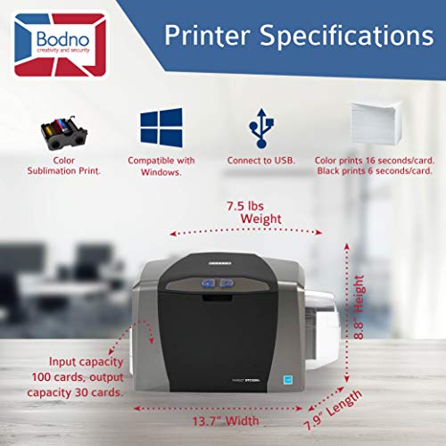 Fargo Dtc1250E Single Sided Id Card Printer & Complete Supplies Package With Bronze Edition Bodno Software #TOP4