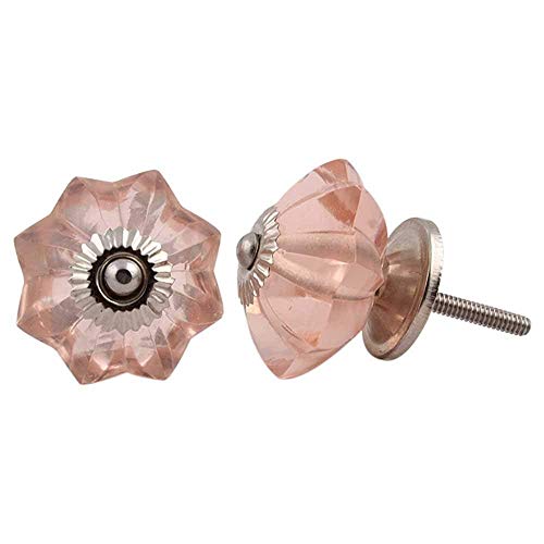 YourKart Interior Door Knobs Glass and Metal, Set of 2 (Pink)