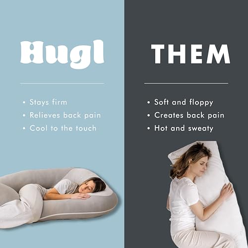 Image of Plufl Hugl Cooling Body Pillow for Adults, U Shaped Pregnancy Pillow, White