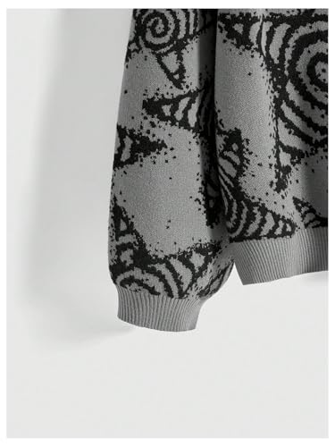 Image of WDIRARA Women's Goth Cartoon Pattern Sweater Long Sleeve Crewneck Knit Pullover Top