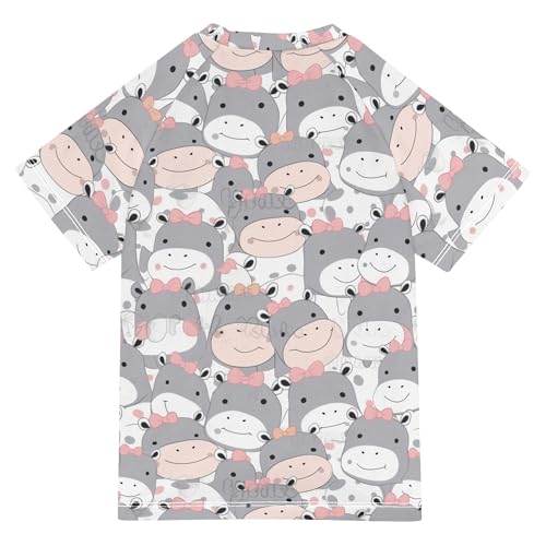Cute Little Hippo Kids Bathing Suit Sun Protection Athletic Tops Swimwear Beach Tops 3T2