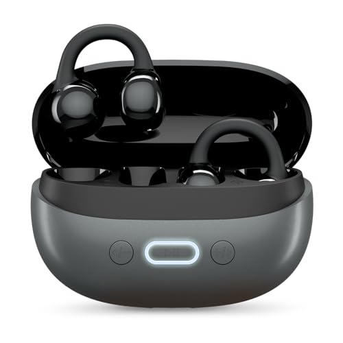 Image of ACwO DwOTS Flow 2 Open-Ear OWS Earbuds with Smart Case Control, Clip-On Design with Ear Hooks, AI-ENC Mic, Up to 60 Hours Playtime, Dual Connectivity, IPX5 Sweat Resistance, Wireless Earbuds (Grey)