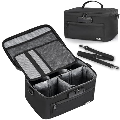 Smell Proof Bag with Lock - Smell Odor Proof Pouch Case with Easy Grip Handle and Clapboard- for Travel Stash Storage - Large - Black