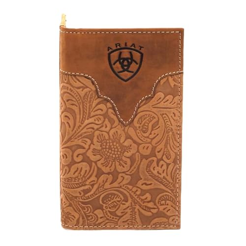 ARIAT Men's Genuine Leather Floral Embossed Rodeo Wallet