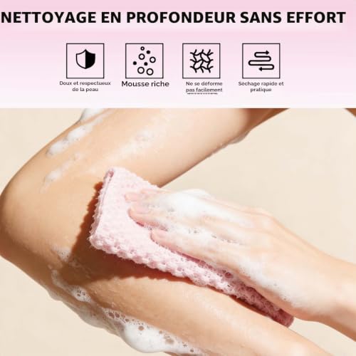 KYRINOVA Serviette de Douche exfoliante nettoyante en Profondeur. Serviette exfoliante Double Face, Extra Longue et réutilisable – vue 4