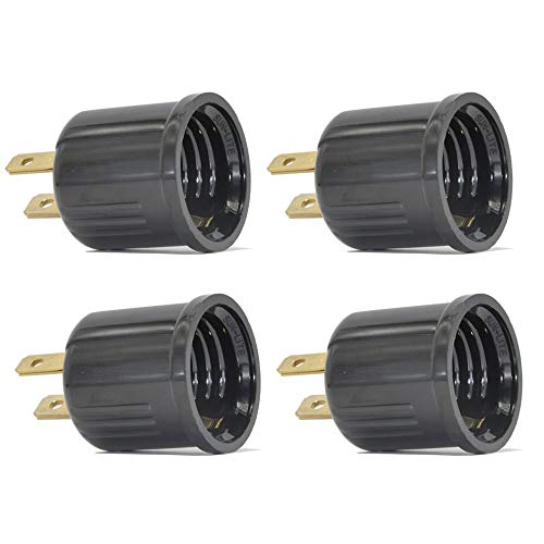 Outlet to Socket Adapter,Plug-in Light Socket,Convert Outlet to Light Bulb Socket,Polarized 2-Prong Outlet to E26 E27 Screw Base Bulb Socket, 660 Watt, 125 Volt, UL Listed (4-Pack)