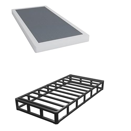 8 Inch Twin Box Spring with Cover Heavy Duty Metal Box Spring Only,Sturdy Mattress Foundation, Non-Slip,No Noise,Easy Assembly.