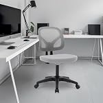 Moustache Task Office Desk Chair, Armless Executive Chair with Adjustable Height and Swivel Wheels for Home Studying Gaming (Grey)