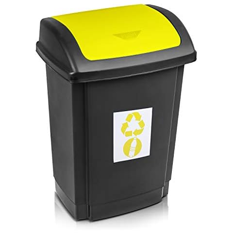 Plast Team Swing Mülleimer für Kunststoff mit Schwingdeckel Recycling Abfallbehälter Abfalleimer 25L-Behälter Cover