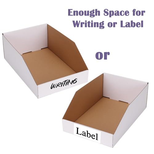Image of EXYGLO Cardboard Boxes, Pack of 35 Corrugated Storage Bins 12x8x4.5 inch Pantry Organizer Bins for Shelves Garage Office Organization