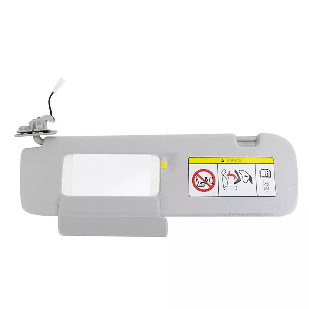 Tiny Force Sun Visor Driver Side Left LH Gray with Mirror & Light Compatible with Tesla Model 3; Model Y 2017 2018 2019 2020 Replace 1088738-01-I;