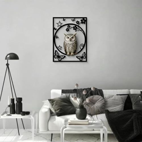 Chouette décoration murale réaliste 30x23cm papillon