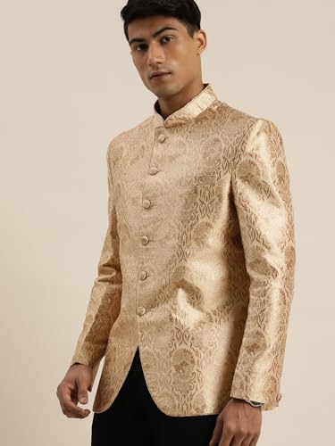 Image of VASTRAMAY Men's Banarasi Brocade Slim Fit Jodhpuri | Handcrafted Ethnic Outfit with Mandarin Collar