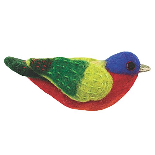 Global Crafts Wild Woolies Felt Bird Garden Theme Ornament for