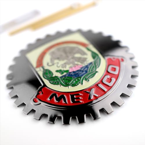 Image of Gunmetal Black Mexico Grill Badge Mexican Emblem for Trucks and Cars