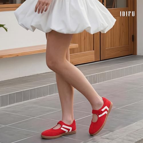 Image of IDIFU Mary Jane Sneakers for Women Retro Fashion Casual Ballet Flats