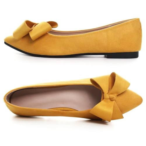 Image of Stunner Womens Flats Fashion Pointed Toe Bowknot Ballet Flats Cute Slip On Dress Flats Comfortable Party Wedding Flats2